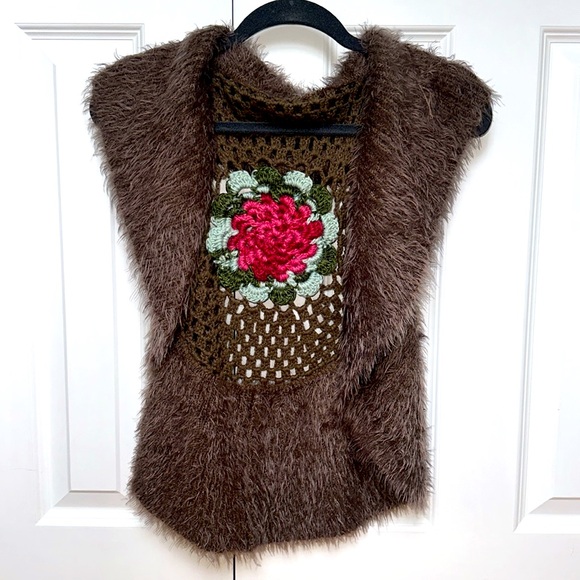 Free People Knit Crochet & Furry Sweater Vest - Picture 2 of 5